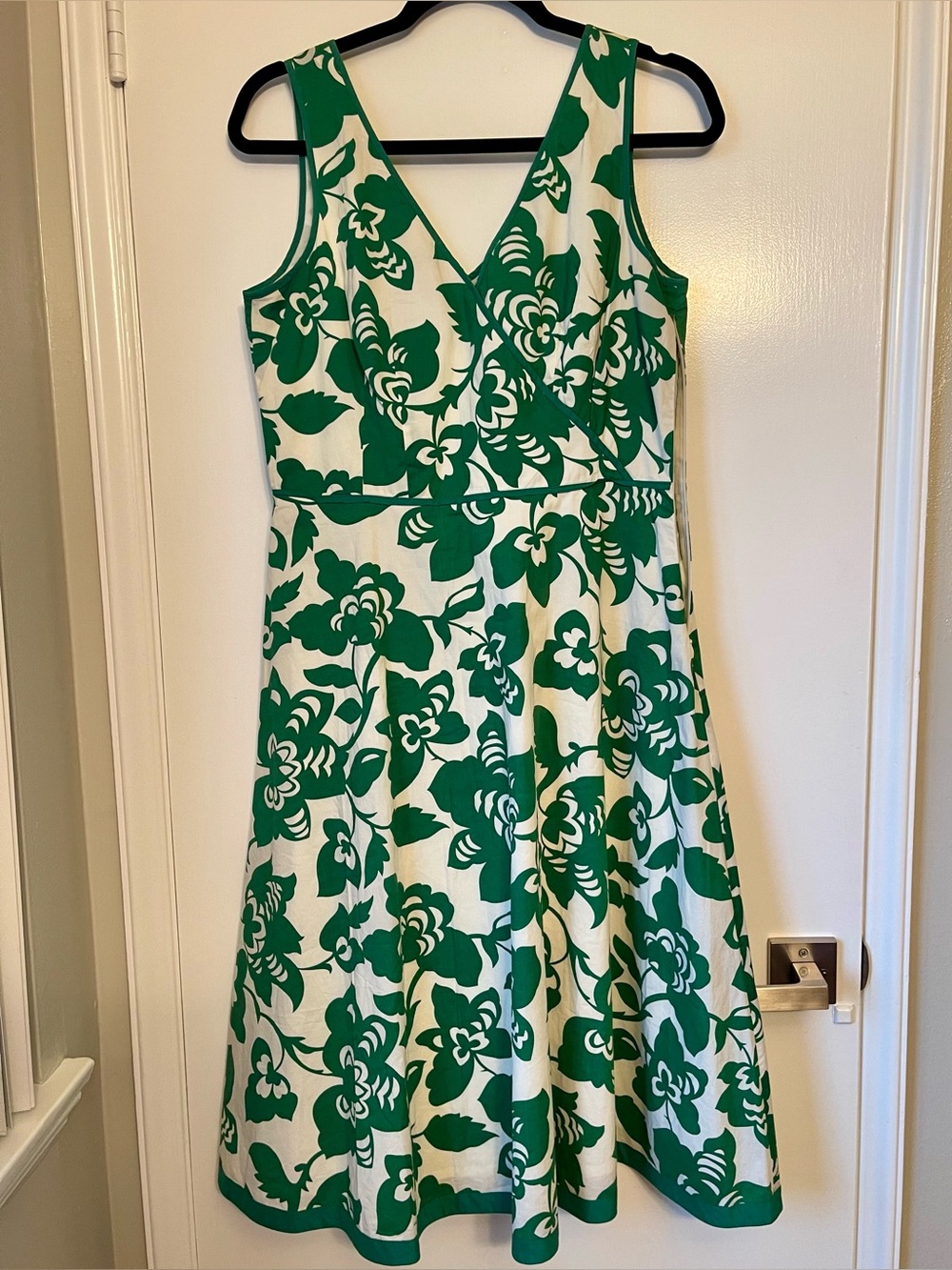 Boden Green Floral V-Neck Fit & Flare Dress size 14